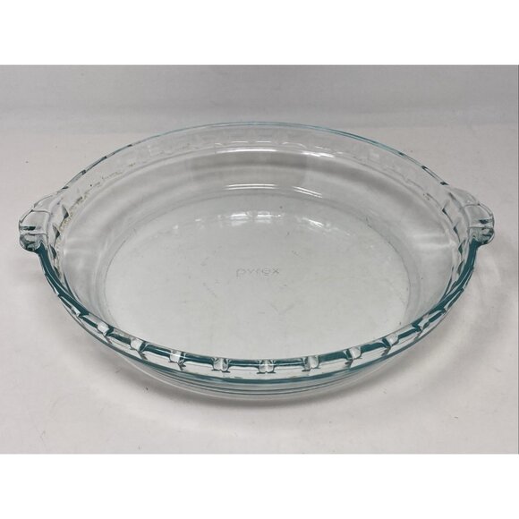 Vintage Pyrex Clear Glass 9.5” Pie Plate Deep Baking Dish Fluted W Handles # 229 - Picture 2 of 9
